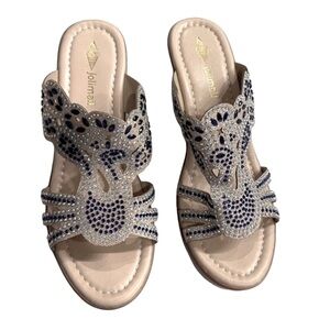 Oli Jolimali Wedge Open Toe Slide Sandals / NWOT